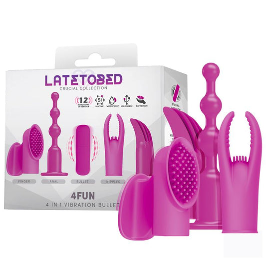 LATETOBED 4Fun Bala Vibrador y 4 Fundas USB Impermeable Silicona