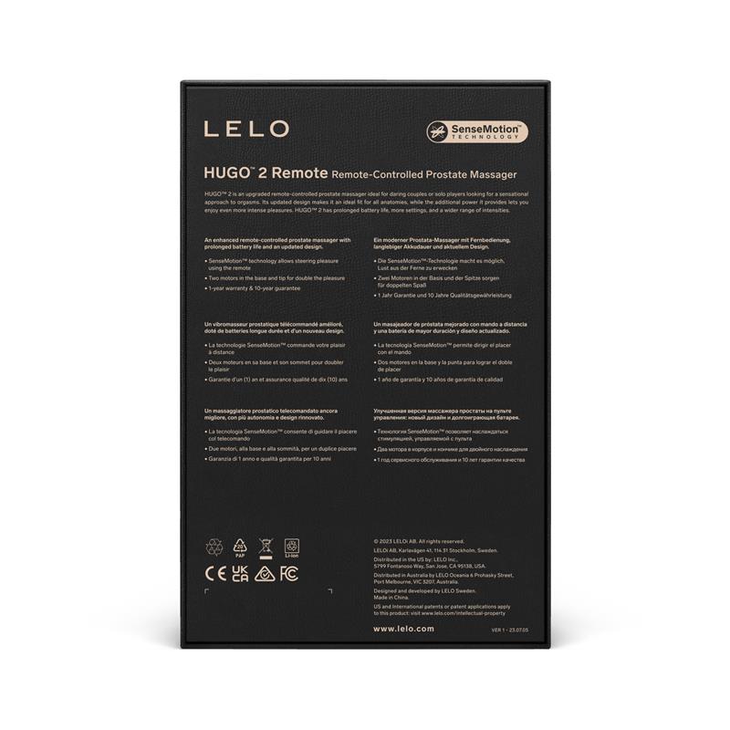 LELO Hugo 2 Masajeador Prostático con Control Remoto Negro