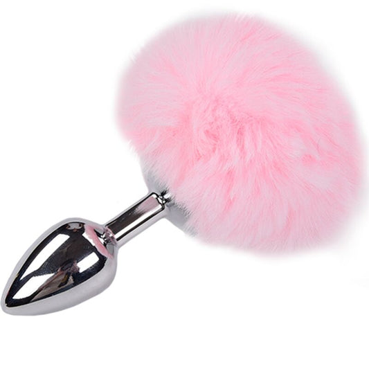 ALIVE Anal Pleasure Plug Liso Metal Pompón Rosa Talla L
