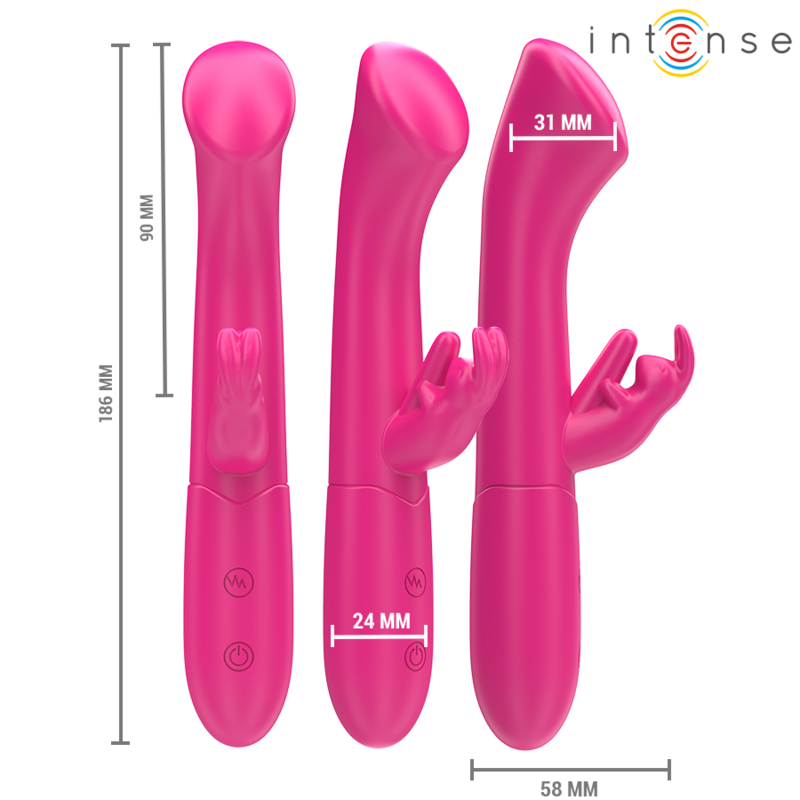 INTENSE Julieta Vibrador Rabbit 18,6 cm con 10 modos de vibración (Rosa)