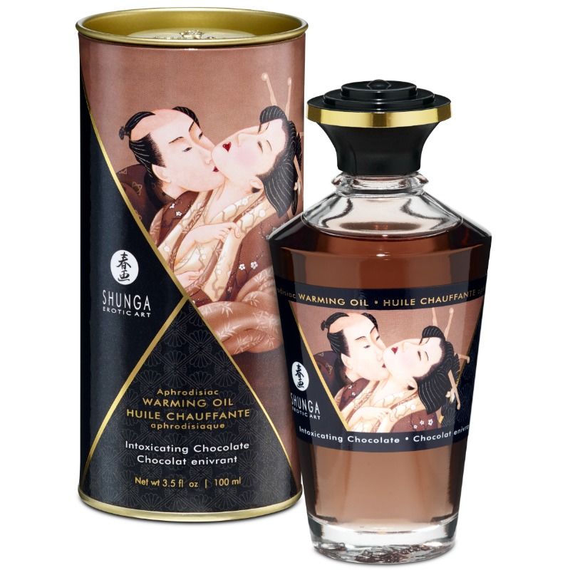 Shunga Aceite de Masaje Efecto Calor con Sabor Intenso a Chocolate (100 ml)