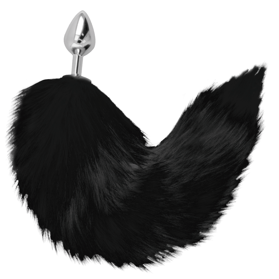 DARKNESS Plug Anal Silver 8 cm con Cola Negro