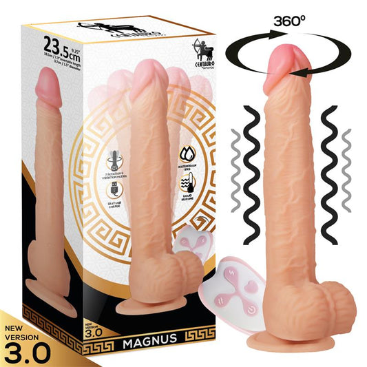 CENTAURO Magnus 3.0 Dildo Realista Vibrador y Rotador Control Remoto Silicona Líquida