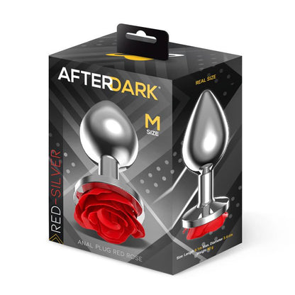AFTERDARK Plug Anal de Metal con Rosa Roja en la Base Talla M