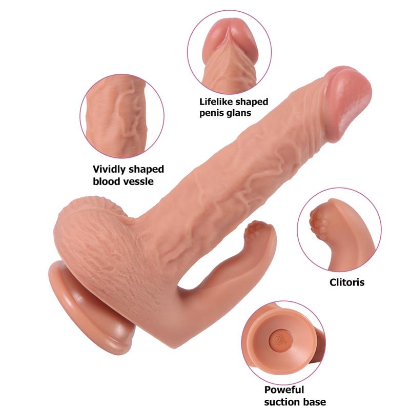 SHEQU Haydon Dildo con 20 Modos de Vibración y Estimulador de Clítoris