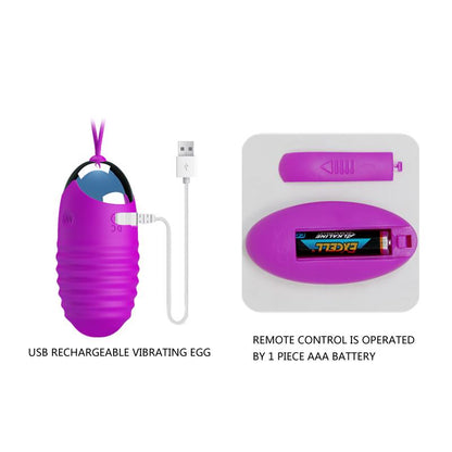 PRETTYLOVE Huevo Vibrador Jessica USB Purpura