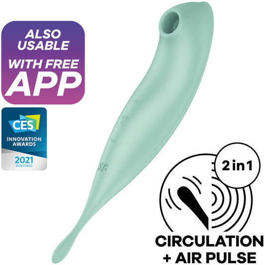 SATISFYER Twirling Pro+ – Estimulador y Vibrador con App · Estimulación de Precisión Verde