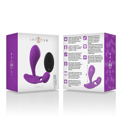 INTENSE Shelly Duo Anal-Perineo, Vaginal-Clítoris Remoto Morado