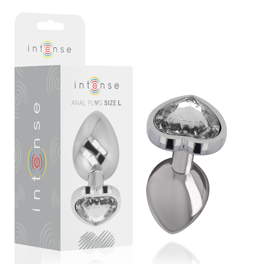 INTENSE Plug Anal Metal Aluminio Corazón Blanco Talla L