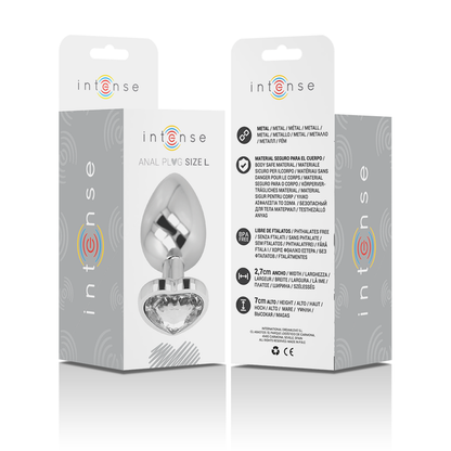 INTENSE Plug Anal Metal Aluminio Corazón Blanco Talla L
