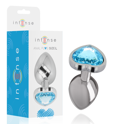 INTENSE Plug Anal Metal Aluminio Corazón Azul Talla L