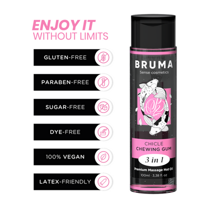 BRUMA Aceite de Masaje Premium Efecto Calor Sabor Chicle 100 ml
