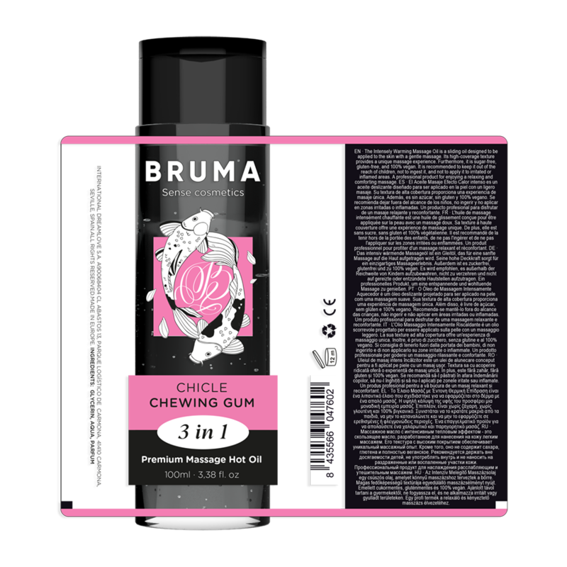 BRUMA Aceite de Masaje Premium Efecto Calor Sabor Chicle 100 ml