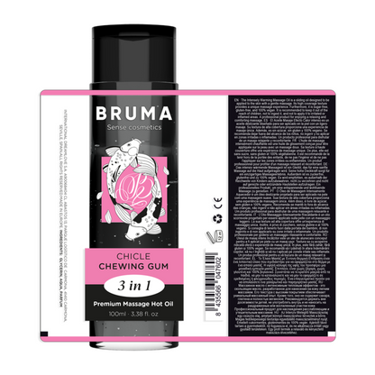 BRUMA Aceite de Masaje Premium Efecto Calor Sabor Chicle 100 ml