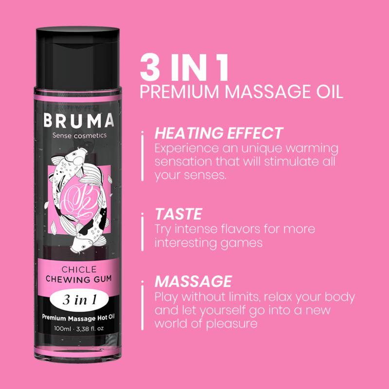 BRUMA Aceite de Masaje Premium Efecto Calor Sabor Chicle 100 ml