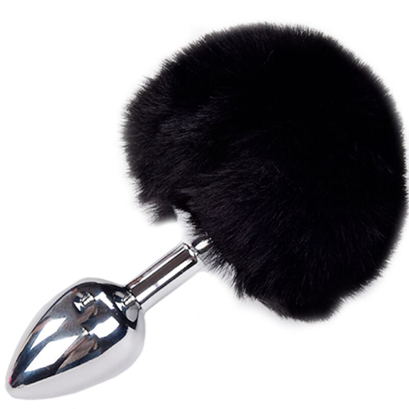 ALIVE Anal Pleasure Plug Liso Metal Pompón Negro Talla L