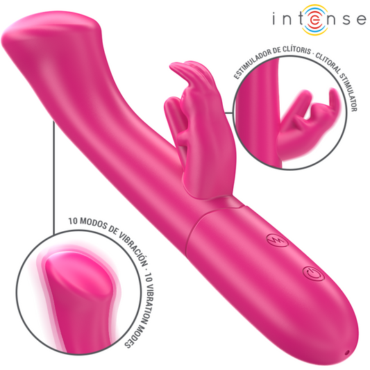 INTENSE Julieta Vibrador Rabbit 18,6 cm con 10 modos de vibración (Rosa)