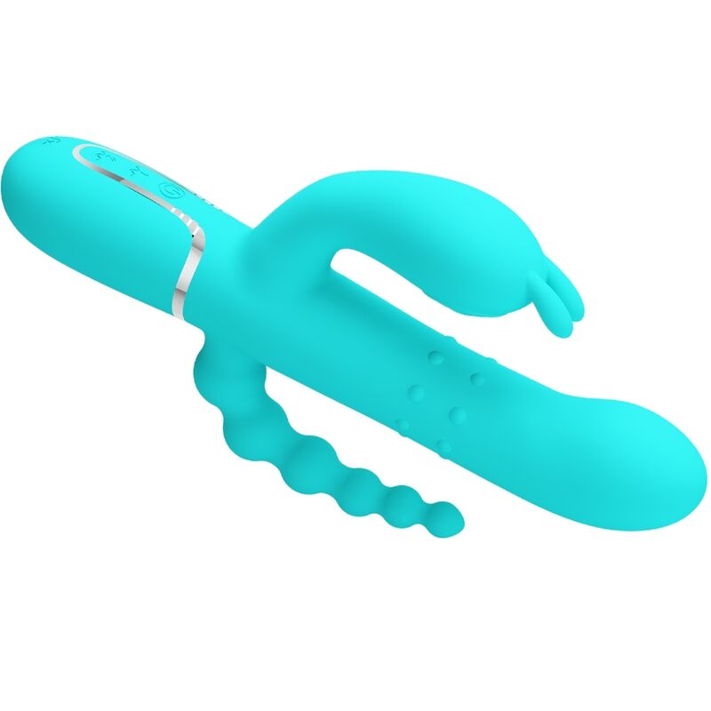 PRETTYLOVE Cammy Triple Vibrador Rabbit Multifunción 4 en 1 Azul
