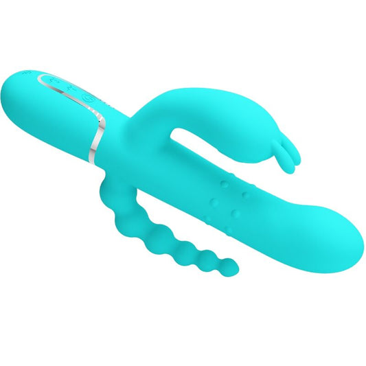 PRETTYLOVE Cammy Triple Vibrador Rabbit Multifunción 4 en 1 Azul