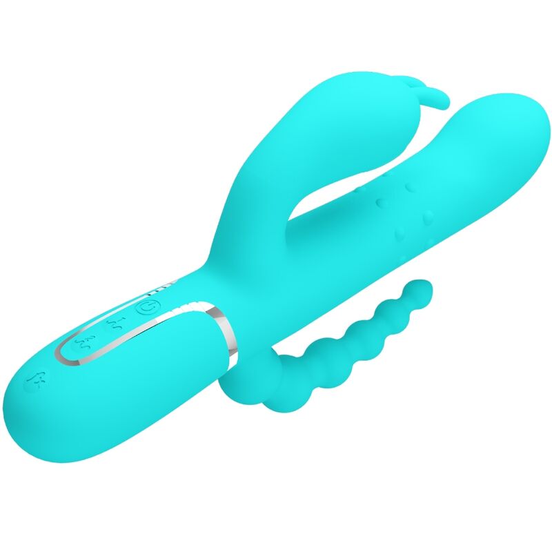 PRETTYLOVE Cammy Triple Vibrador Rabbit Multifunción 4 en 1 Azul