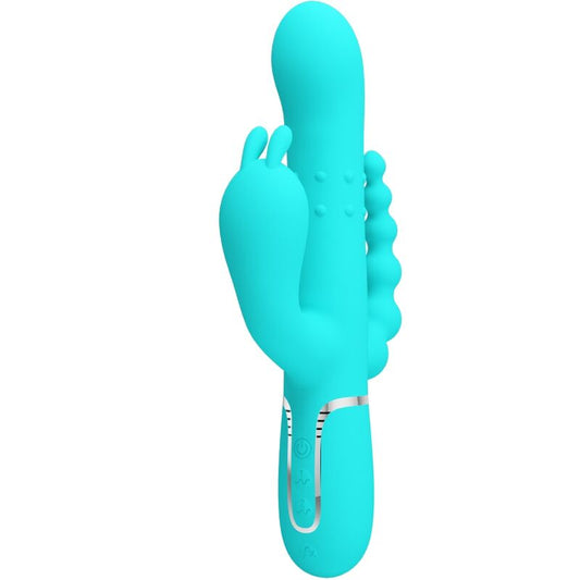 PRETTYLOVE Cammy Triple Vibrador Rabbit Multifunción 4 en 1 Azul