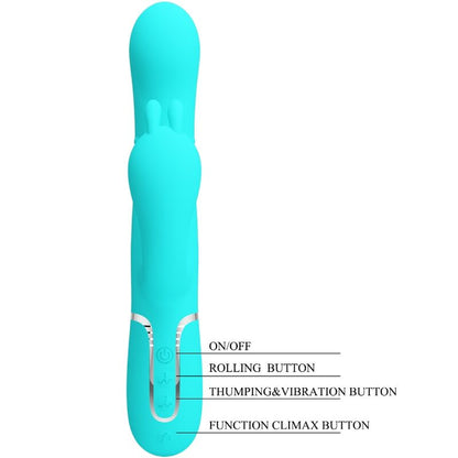 PRETTYLOVE Cammy Triple Vibrador Rabbit Multifunción 4 en 1 Azul