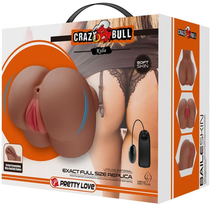 PRETTYLOVE CRAZY BULL Kylie Trasero Vibrador con Vagina y Ano Realístico Natural Control Remoto