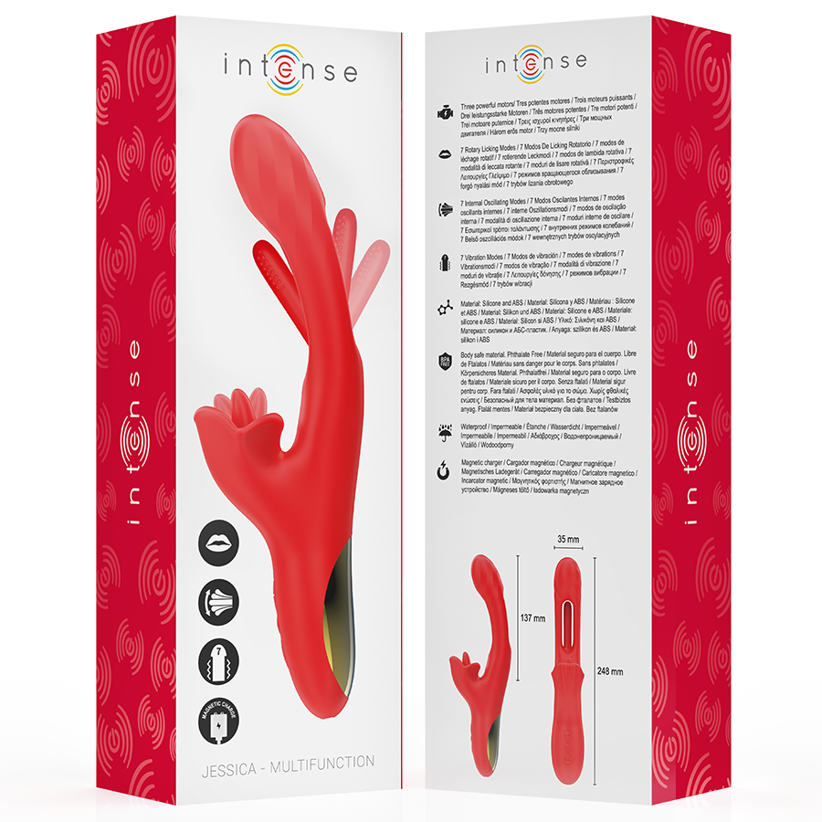 INTENSE Jessica Vibrador Multifunción para Estimulación de Clítoris 24,8 cm (Rojo)