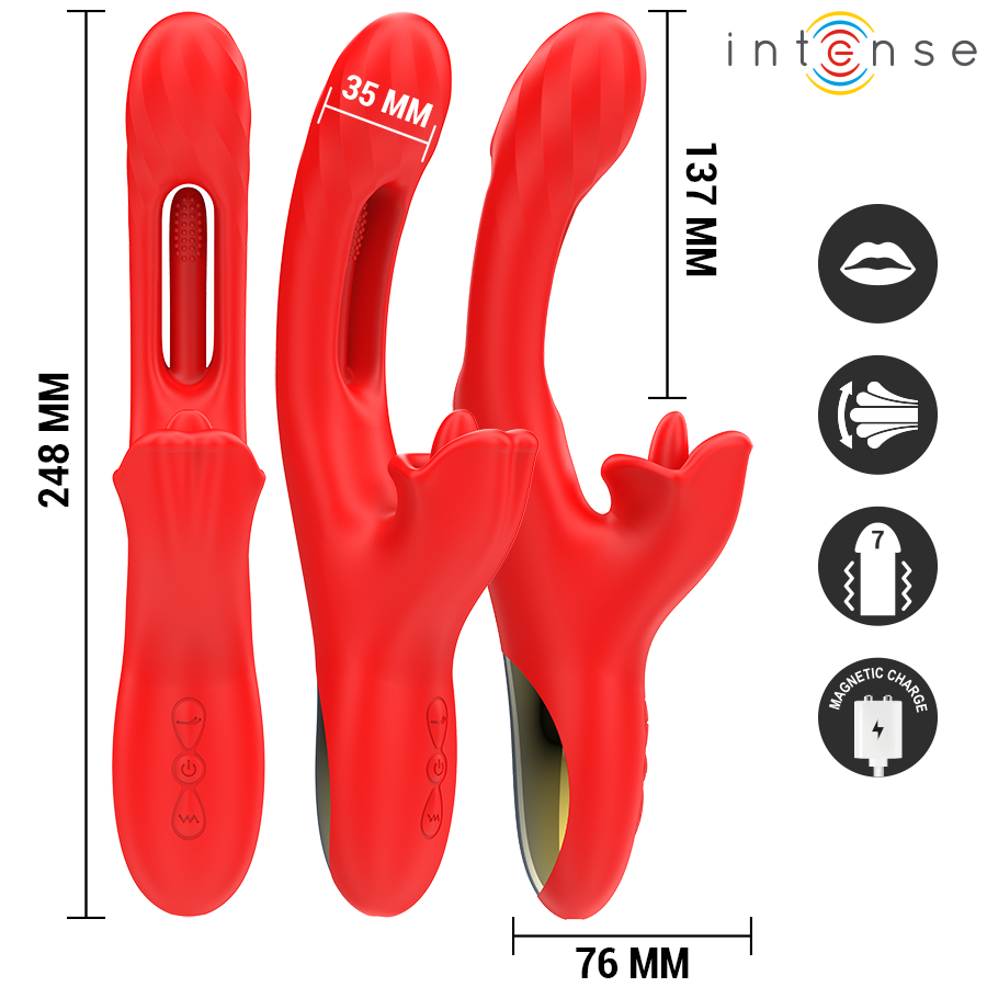 INTENSE Jessica Vibrador Multifunción para Estimulación de Clítoris 24,8 cm (Rojo)