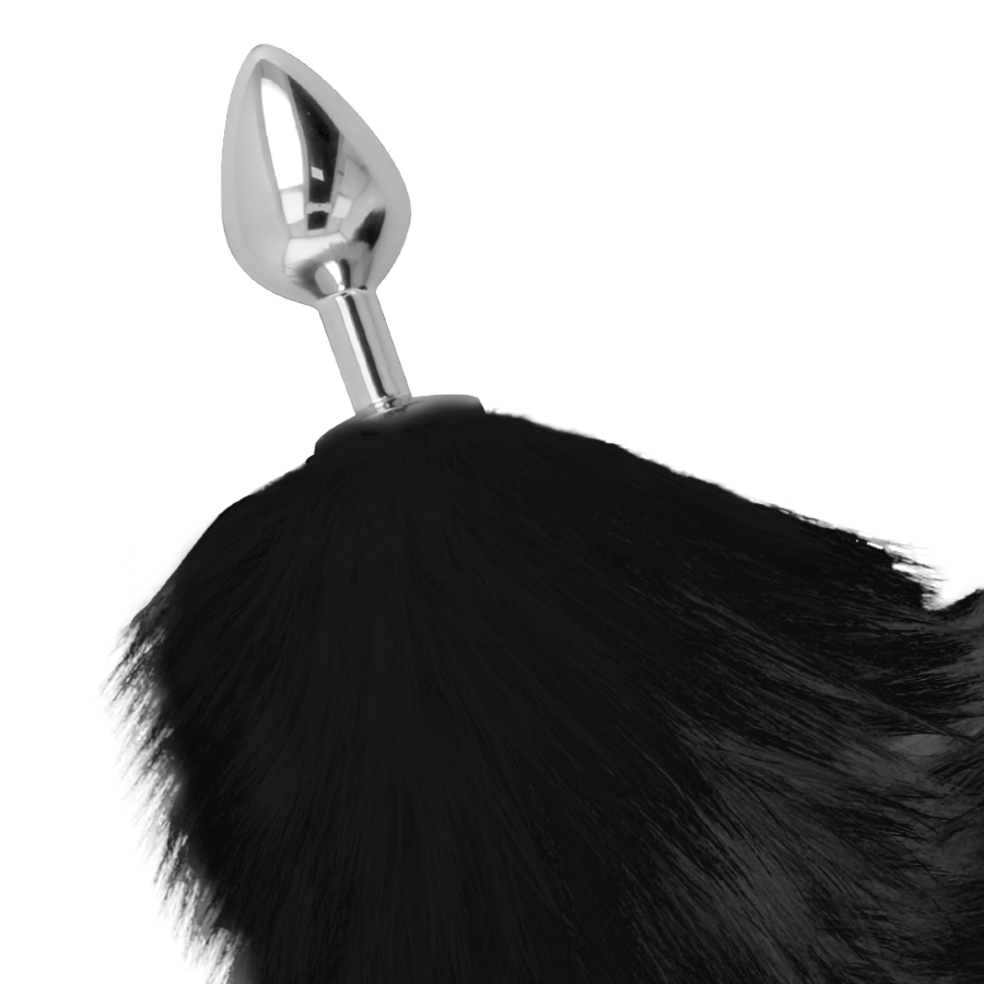 DARKNESS Plug Anal Silver 8 cm con Cola Negro