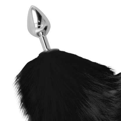 DARKNESS Plug Anal Silver 8 cm con Cola Negro