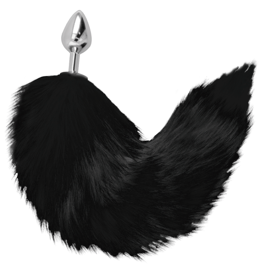 DARKNESS Plug Anal Silver 8 cm con Cola Negro