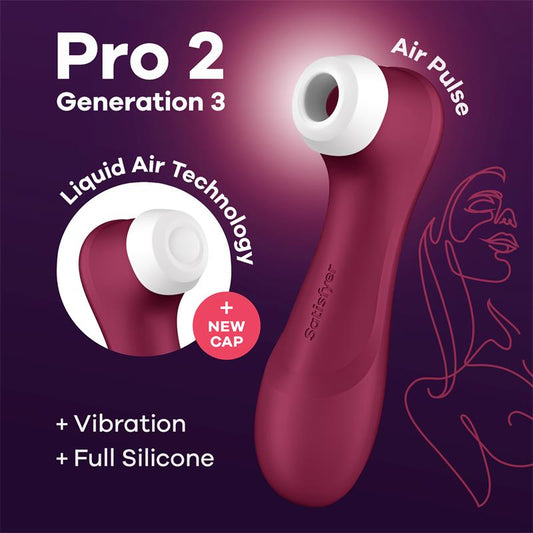 SATISFYER Pro 2 Gen 3 Liquid Air Succión y Vibración Red Wine